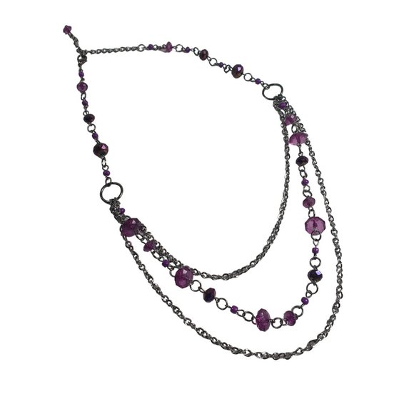 Womens Necklace Jewelry 20 Inch Purple Acrylic Plastic Gem Costume Colorful - Picture 5 of 7